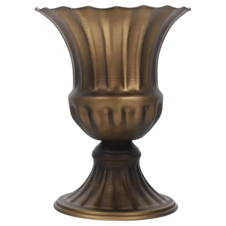 LOGOFUN Vintage Flower Urn Decorative Antique Cemetery Flower Pots Metal Trumpet Vase for Flower Arrangements Garden Planter Vase - Bronze 16.20X12.70X12.70cm/6.37X4.99X4.99in