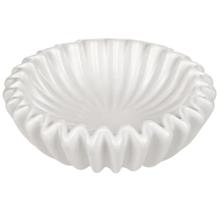 Kultilanda Small Ceramic Bowl Ivory Decorative Bowl, Modern Home Decor Centerpiece 6 Inches Key Jewelry Ruffle Fluted Scalloped Bowl