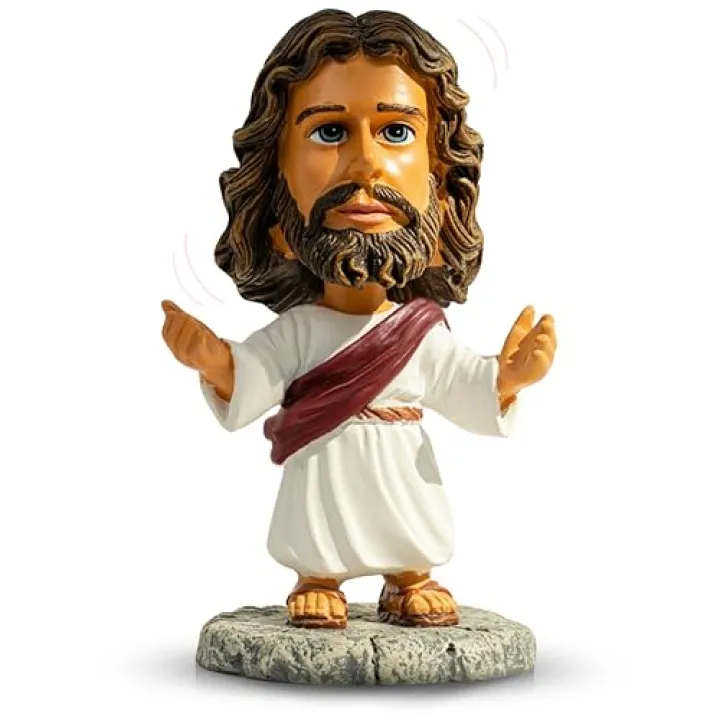 Jesus Bobblehead – 4.29” Mini Dashboard Jesus for Car, Durable Resin Figurine, Christian Car Decor & Religious Accessories, Tiny Jesus Dashboard Ornament for Loved Ones (Red)
