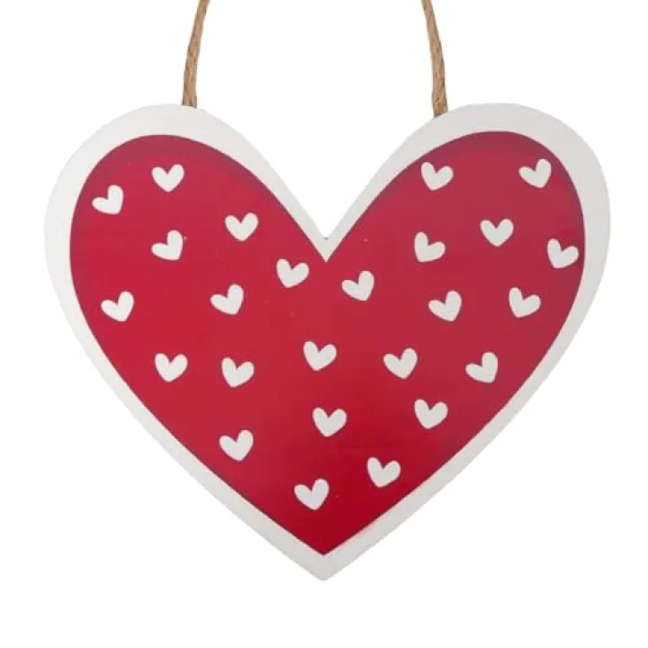 Ngdhkd Valentines Day Door Decor Heart Shaped Wooden Hanging Wall Plaque Sign Valentine Day Welcome Door Decoration Door Hanger for Front Door Porch Farmhouse Home Decor