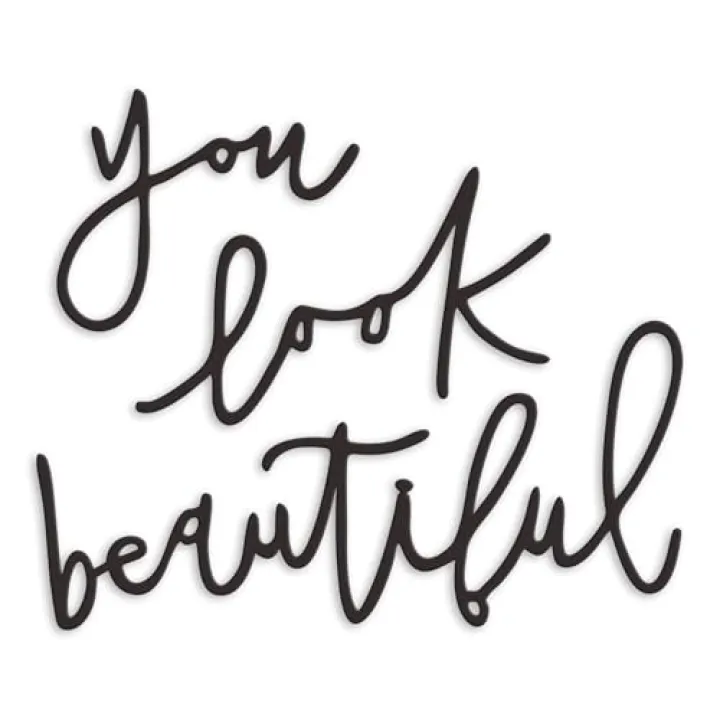 Metal You Look Beautiful Wall Decor - Inspirational Vanity & Bathroom You Look Beautiful Sign for Women's Aesthetic Room Décor