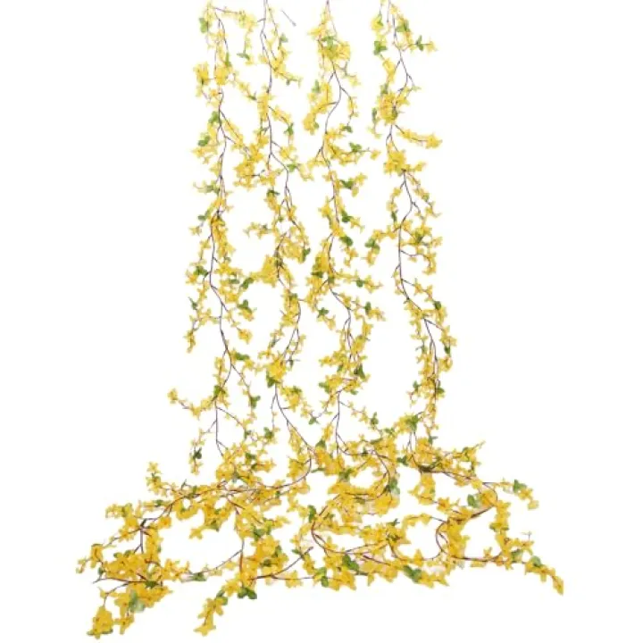 FERIAL 4Pcs Artificial Flowers Vine Spring Yellow Silk Flowers Garland Artificial Jasmine Vines for Decoration Fake Flower Vine Hanging Ivy for Home Indoor Outdoor Wall Party Wedding Arch