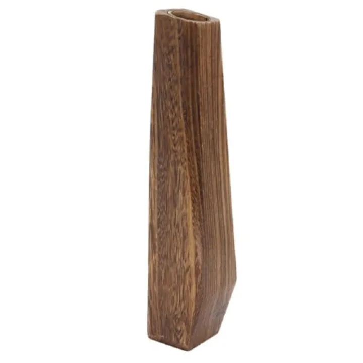 Kisangel Elegant Wooden Flower Pot Home Decor Acaciawood Vase Plant Holder Cute Office Decor