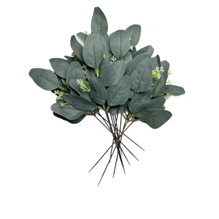 Atongham 50pcs Eucalyptus Leaves Simulate Green Plants, Wedding Home Office Center Flower Decoration, DIY Vase Flower Arrangement, Stems, Leaves, Fruits (Eucalyptus Leaves with Fruits)