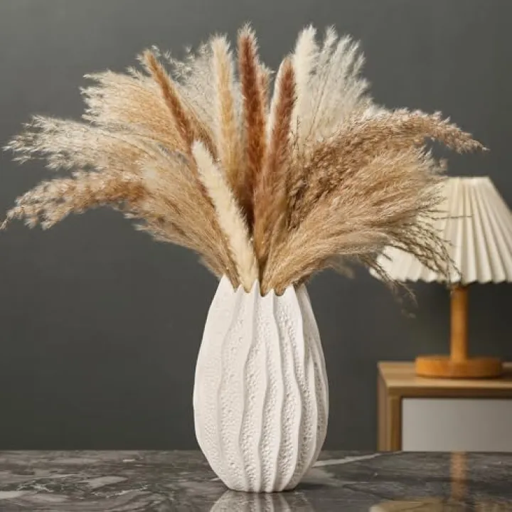 Wosircom White Ceramic Vase for Home Decor,Nordic Modern Boho ins Style Decorative Vases Decor for Living Room Office House Shelf Sookshelf Wedding Dining Table Centerpiece Farmhouse