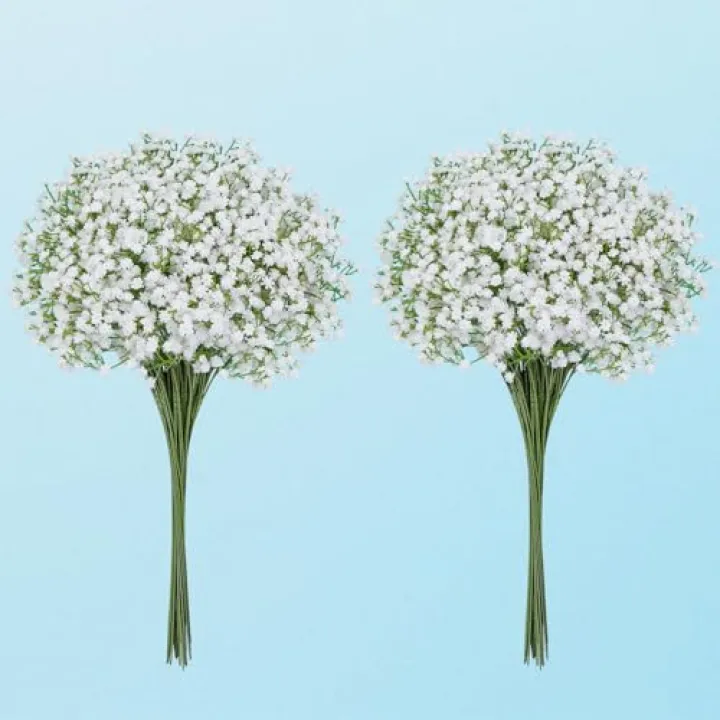 20 Pcs Babys Breath Artificial Flowers, Baby Breath Flowers Artificial Bulk, Real Touch Baby’s Breath Babies Breath Long Stems, Fake White Gypsophila For Bonquet Vase Wedding Decor Flower Arrangement