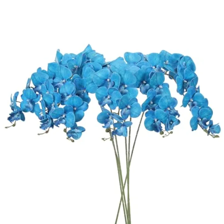 PATIKIL Artificial Orchid Stems 41", 6 Pack 9 Heads Faux Phalaenopsis Flowers Real Touch Fake Orchid Flower Branch for Vase Home Wedding Decoration, Teal Blue