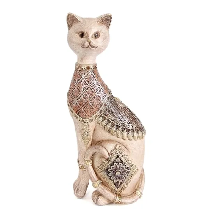 Leekung Cat Statue for Home Decor,Cat Figurine and Sculptures for Shelf Table Desk Bathroom Living Room Bedroom Decor,Vintage Home Décor Accents,Cats Art Themed Decorations,Cats Lover Gifts for Women