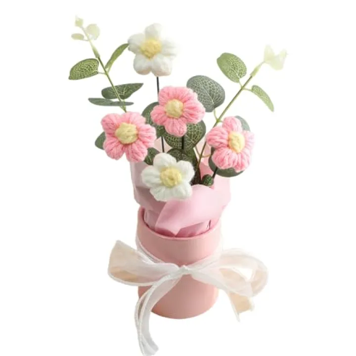 Chordobe Crochet Flower Bouquet for Gift: Handmade Knitted Bouquet for Birthday Wedding Festival Graduation Home Decor