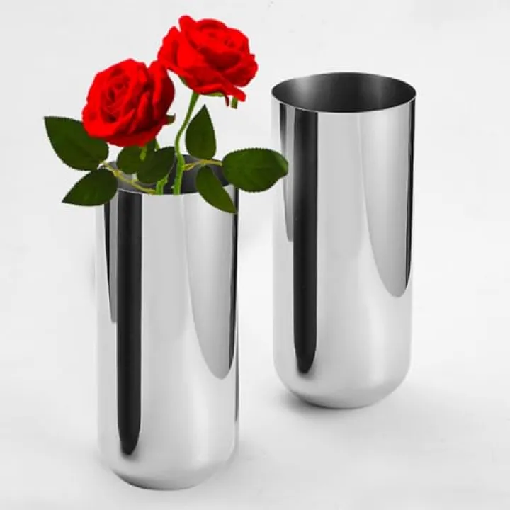 Metal Vase, 9.1 Inch Height Stainless Steel Cylinder Flower Vase, Modern Table Centerpiece Decorations, Ideal Accent Piece for Home Decor