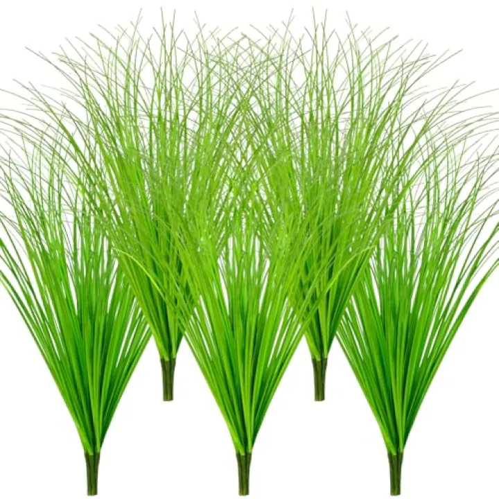 XJWWHZ 15 Bundles Artificial Grass Plant, Fake Tall Onion Grass for Outdoor and Indoor, Plastic Faux Bushes for Decor Home