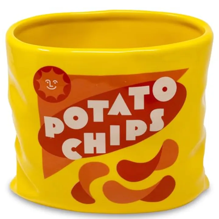 ban.do Vintage Inspired Potato Chips Bag Vase, Decorative Ceramic Vase, Large Flower Vase, Unique Potato Chip Decor for Home/Kitchen/Office