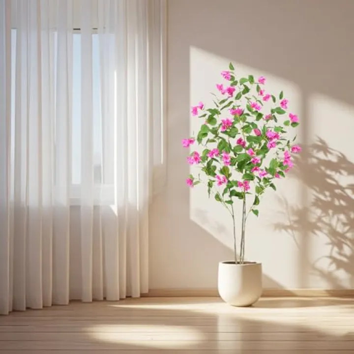 Garveehome 5 ft Artificial Bougainvillea Tree, Simulation Flower with Real Touch Leaves Fake Potted Green Plant for Photography Studio Atmosphere Decor for Office Home Decor Housewarming Gift