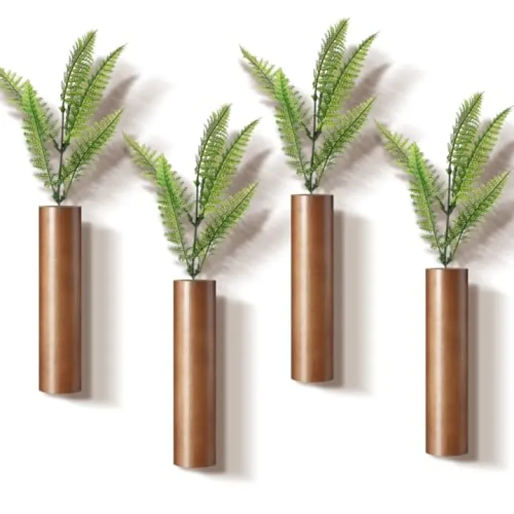 4 Pack Wood Indoor Wall Planter Modern Mounted Wooden Vases Home Wall Decor for Living Room Bedroom Bathroom for Dried Flowers and Greenery Plants