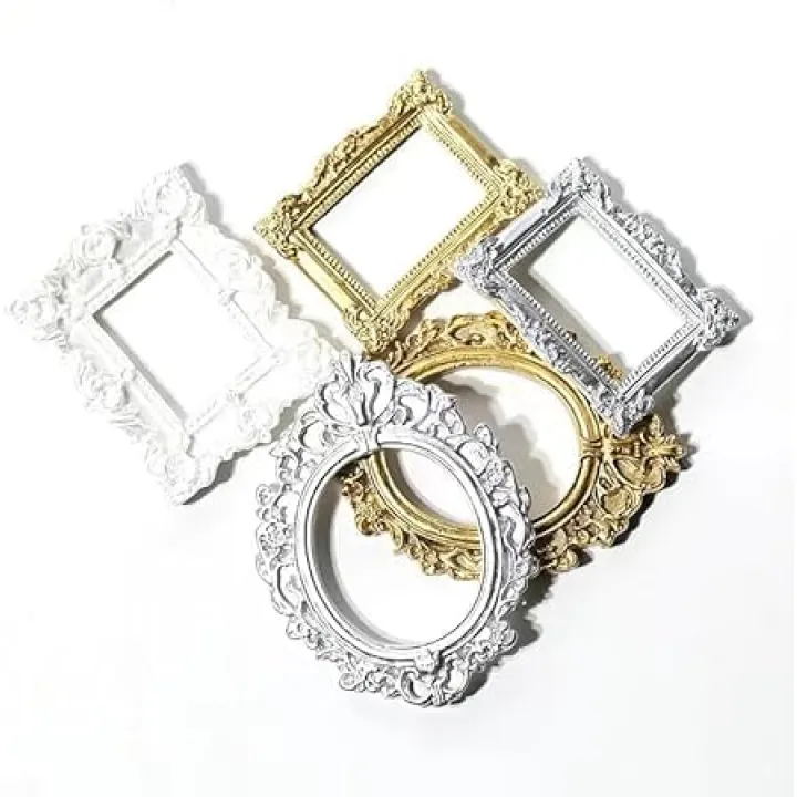 Zhuluck 4 Pcs Mini Multicolor Resin Ornate Pleochroic Photo Frame Ornaments