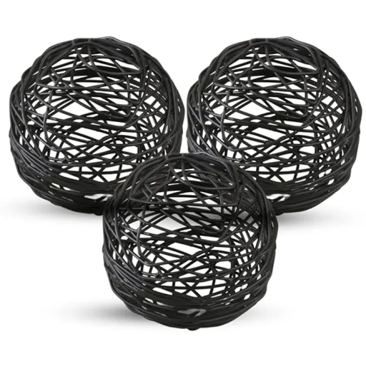CLEENTABLE Decorative Metal Ball Set of 3 - Handcrafted Home Decor Metal Orb, Matte Black Powder Coated, Modern Home Décor Accents for Living Room, Coffee Table, Shelf, Centerpiece, Gift Idea