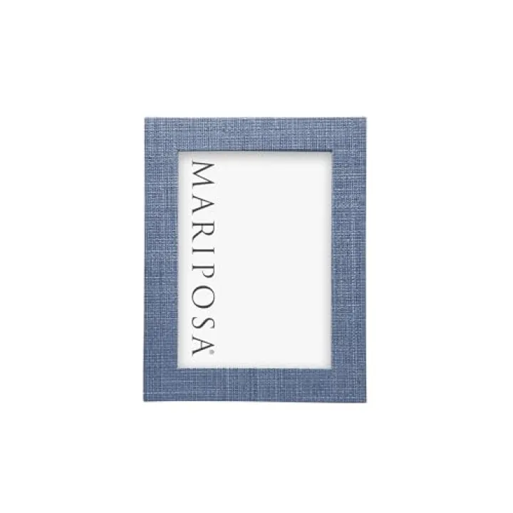 MARIPOSA HEATHER BLUE FAUX GRASSCLOTH 5x7 FRAME |BLUE | TEXTILE | FRAMES | DECORATIVE PHOTO FRAMES | VINYL | HANDMADE IN MEXICO