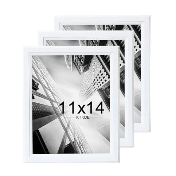 KTKDE 11x14 Picture Frame Set of 3,White Wooden frames, Vertical & Horizontal Wall Hanging for Wall Display,Studio Gallery Photo Frame for Photos, Posters & Art Prints