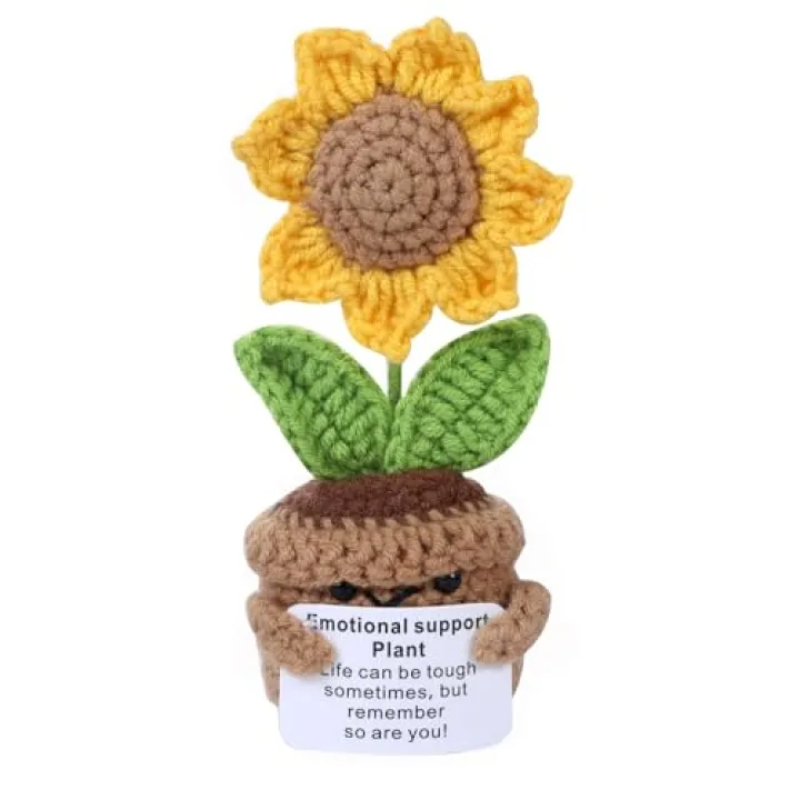 Hipcheer Crochet Sunflower Flowers Gifts for Women Birthday, Forever Flowers Gifts for Women Girlfriend Anniversary Mother's Day Birthday Home Decor (Yellow Sunflower)