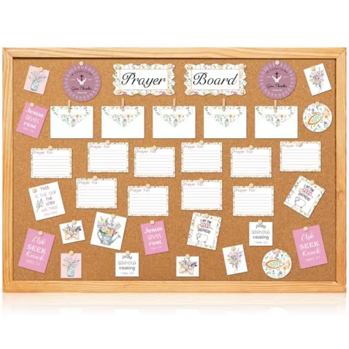 Watersay 80 Pcs Prayer Board Kit Supplies Christian Pray Gifts Envelopes and Cards Set Bible Verse Quotes DIY Wall for Women Home Office Church School Mother's Day (Not Including Board) (Fresh)