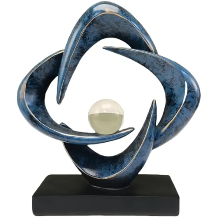 CECKQUE Modern Home Decor Abstract Decorative Sculpture Decorations for Living Room Dining Room Office, Resin Art Statues Coffee Table Bookshelf Decor Accents (Blue)