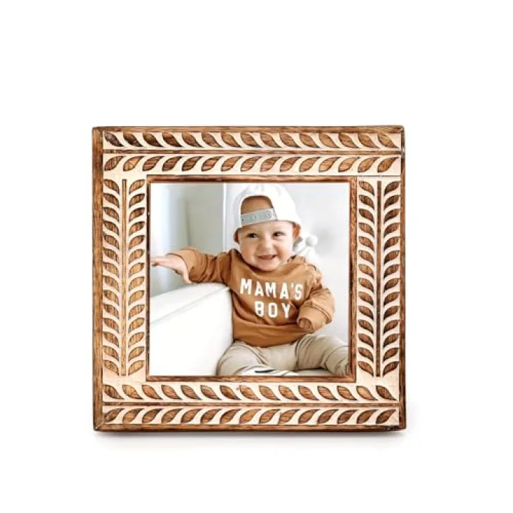 Kaizen Casa Tabletop Frames Mango Wood Picture Frame - 4" x 4" for Table Top Farmhouse Decor for Tabletop Gallery (5.5" X 5.5" X 0.75")