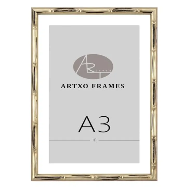 ArtXO A2 Picture Frame Wooden, Display Pictures A3 with Mat or A2 Without Mat,Silver Bamboo Poster Frames,Hanging Photo Frame Wall