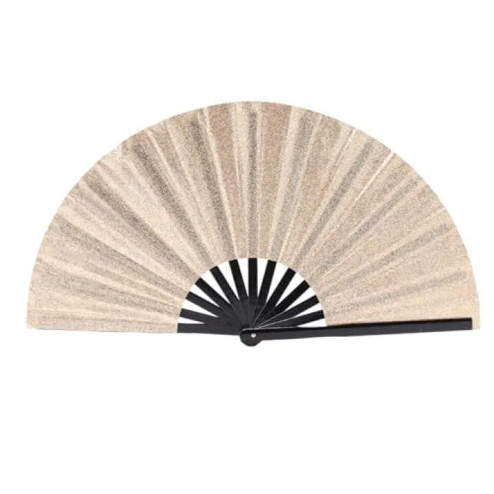 Folding Fan UV Glow Rave Bamboo Hand Fan Carnival Decoration Dancing Party Wedding Night Club Concert Tai Chi Kung Fu Large (Multicoloured-17)