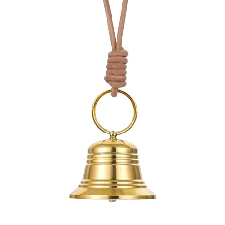 Brass Hanging Bell for Door Knob Decoration Vintage Hanging Bell for Door Knob Small Brass Bell for Home Garden Decor Shopkeepers Bell on Rope Garden Decoration (Gold)