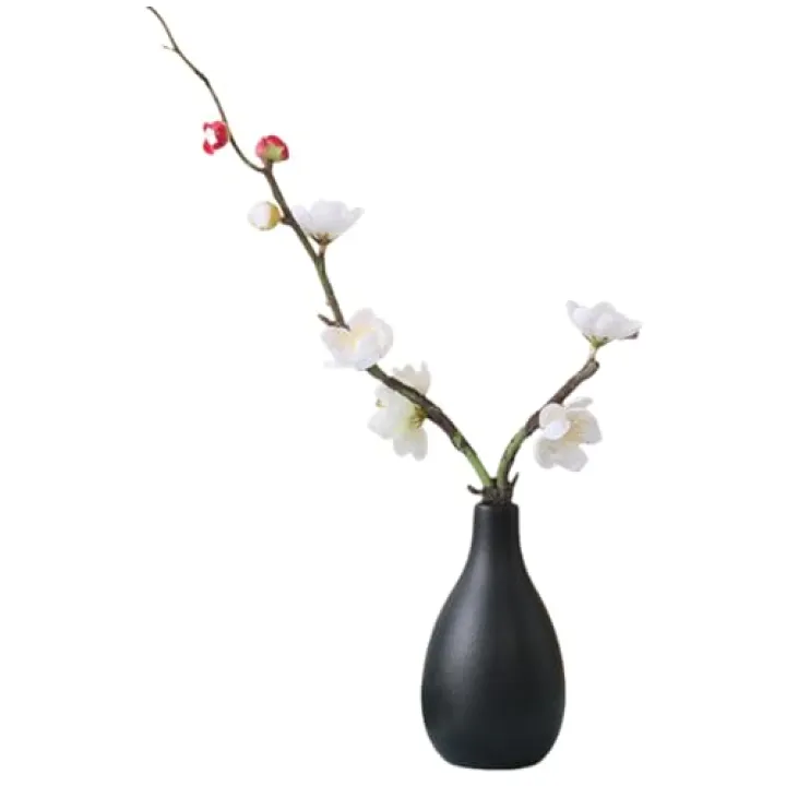 Black Ceramics Bud Vase Handmade Minimalism Small Flower Vase Vintage Decorative Vase Mini Bud Vase for Table Centerpieces Wedding Party Home Office Decor