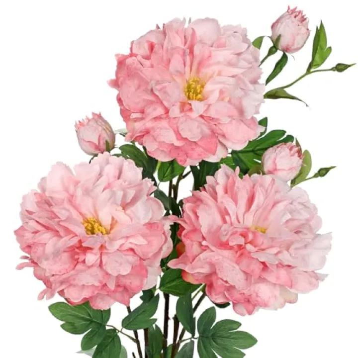3Pcs Pink Peonies Artificial Flowers 27.5" Fake Flower Silk Flowers with Long Stem Floral Arrangements Bouquets Faux Peony Flowers for DIY Wedding Party Centerpieces Decor Home Office Decoration