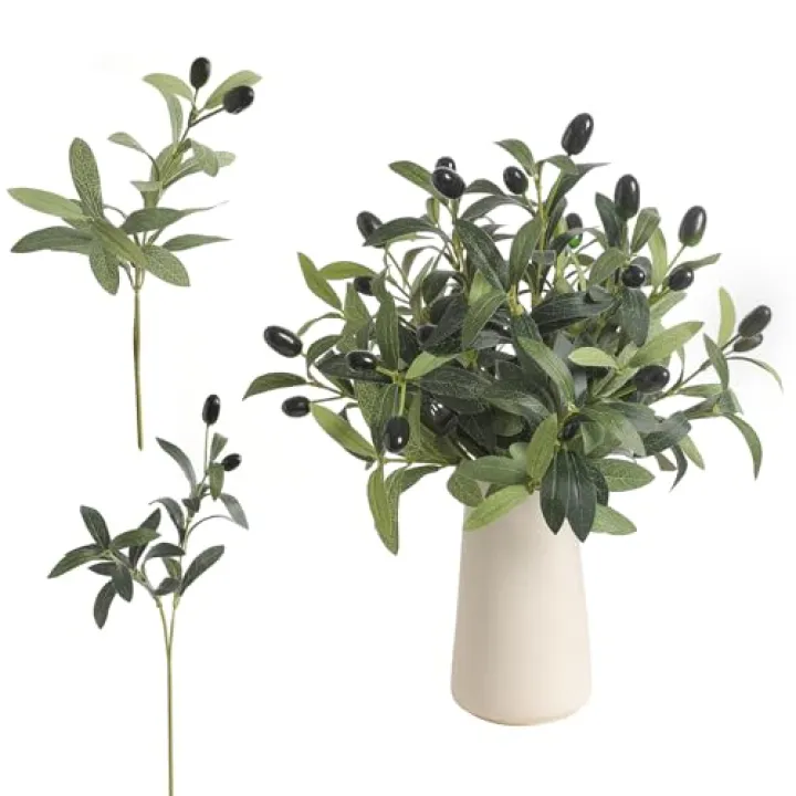 Koroni Flowers 10 Pcs 11.8" Artificial Olive Leaves Stems, Realistic Faux Plants Olive Tree Branches for Vase Decor, Wedding Centerpieces, Farmhouse Home Party Decor