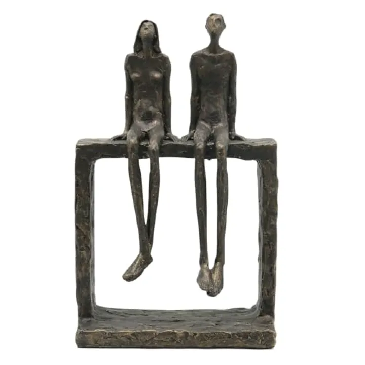 Lukitas Abstract Couple Statue Home Decor - Handcrafted Decorative Ornament for Living Room Office, Bronze Color, Resin