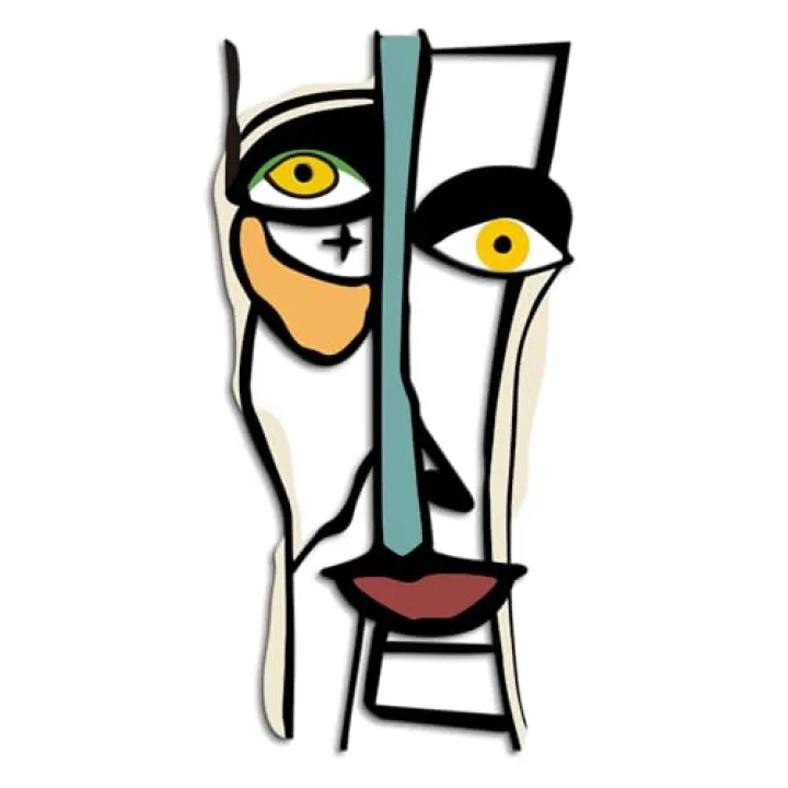 Kas Home Abstract Wall Decor, Abstract Metal Line Face Wall Art Sign Modern Home Decor for Living Room, Bedroom, Office, Housewarming Couple's Gifts (8L x 16W)