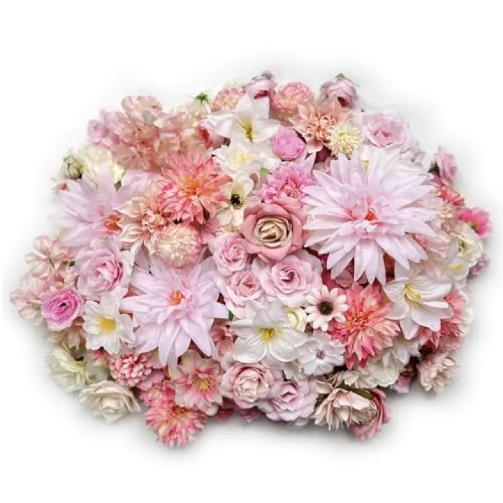 Artificial Pink Flowers Bulk Silk Roses Fake Flowers Heads for Crafts - DIY Home Spring Garden Floral Party Wildflower Garland Hanging Decoration Mini Big Small Faux Fabric Flowers Heads 3-12cm (Pink)