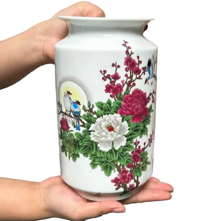 MTME Porcelain Figurines, Jingdezhen Decorative Flower vase, Home Decor, Wedding Gifts, Aesthetic Sculpture Home décor (Peony)