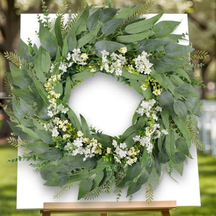 30 Inch Eucalyptus Wreaths for Front Door - Spring Summer Wreath,Green Door Wreath with Eucalyptus Olives Leaves,Mixed Berry,Artificial Wreaths Decor for Home Porch Wall Window Farmhouse Festival