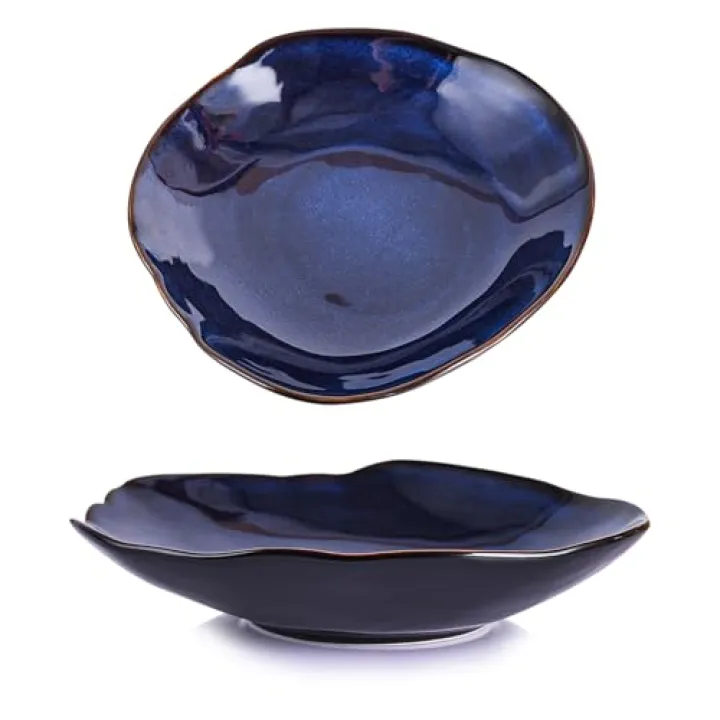 Blue Ceramic Decorative Bowl –10.4" Small Trinket Dish, Fruit Bowl, Candy Dish, Key Bowl for Entryway Table, Jewelry & Ring Dish, Porcelain Catchall Dish for Kitchen, Bedside, Living Room Home Decor