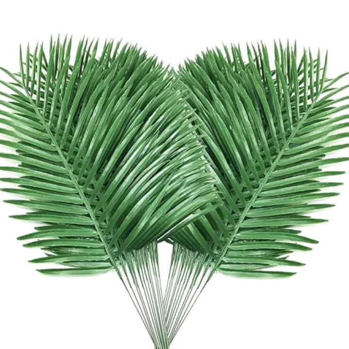 24pack Palm Leaves Branches for Palm Sunday Artificial Plants Fake Palms Frond Tropical Plant for Floral Arrangement Hawaiian Jungle Beach Wedding Party (24, Green)