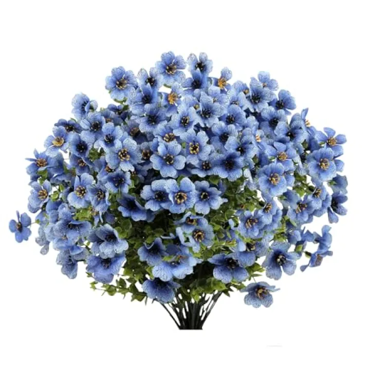 Dyale 12 Bundles Artificial Fake Plants Flowers for Outdoor,UV Resistant Spring Flowers Garden Décor No Fade Plastic Greenery Home Garden Porch Patio Decor Office