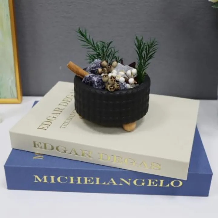 Iemegumi Decorative Fake Books for Coffee Table - Set of 2 Linen Aesthetic Faux Books Decor - Minimalist Keepsake Photo Storage Box for Office Home Living Room Mantle Table Top Decoration (Blue-beige)