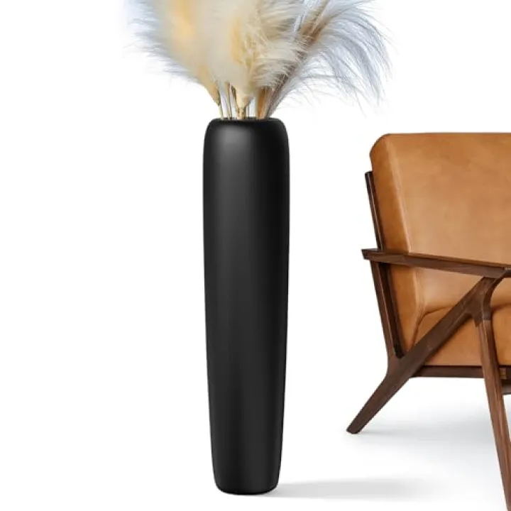 Rocendlor 27.5" Black Vase for Home Decor - Tall Floor Vase for Living Room, Bedroom, Office - Elegant Minimalist Tall Vases for Large Dried Stems, Pampas Grass, Artificial Branches