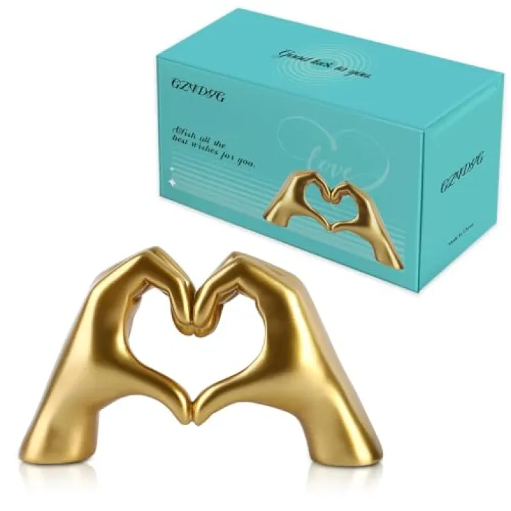 Taylor Lover Merch Gold Heart Hands Sculpture Birthday Decorations Gifts Living Room Bedroom Shelf Desk Coffee Table Accessories Statue Bobo Bathroom Decor Home Décor Accents Women Girls(Small)