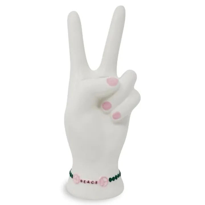 Steel Mill & Co Ceramic Peace Sign Vase for Coffee Table, Boho Vase/Flower Holder with Friendship Bracelet, My Peaceful Era