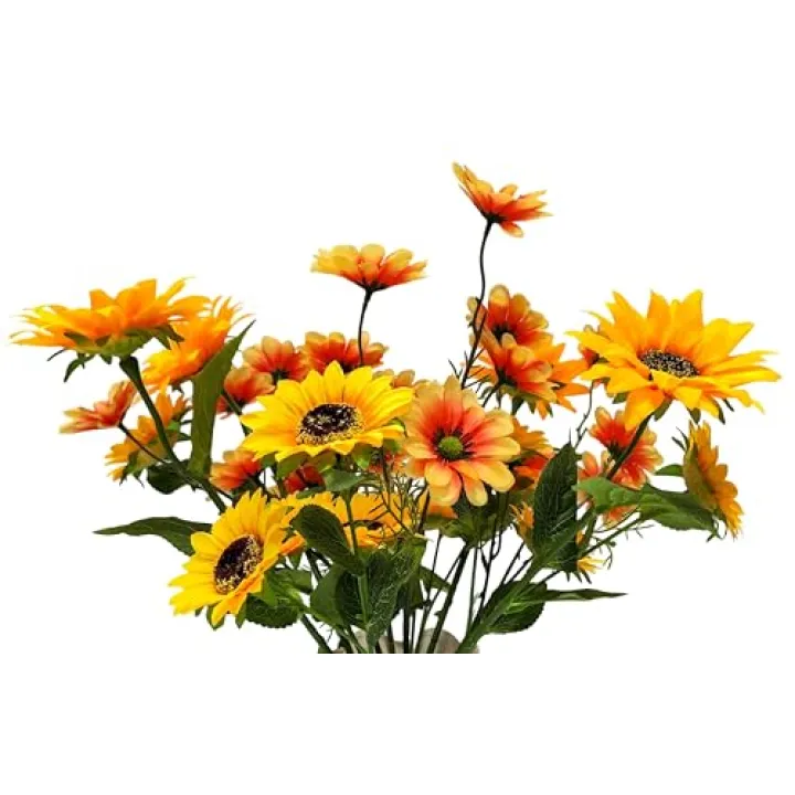 HONGRUICRAFT Artificial Flowers of Textile 1.5ft Lifelike with 36 Heads(Three Different Diameter of Flowers) Long Stems, Mixed Blooms,Real Touch UV Resistant Look Real Realistic Silk (12 Bundles)