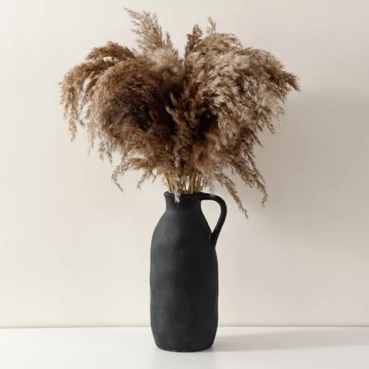 Large Ceramic Vase, Rustic Farmhouse Vase for Home Decor, Tall Decorative Flower Vase for Pampas Grass, Flowers, Living Room, Kitchen, Office Decor Table Centerpiece, 12.8 Inch Tall