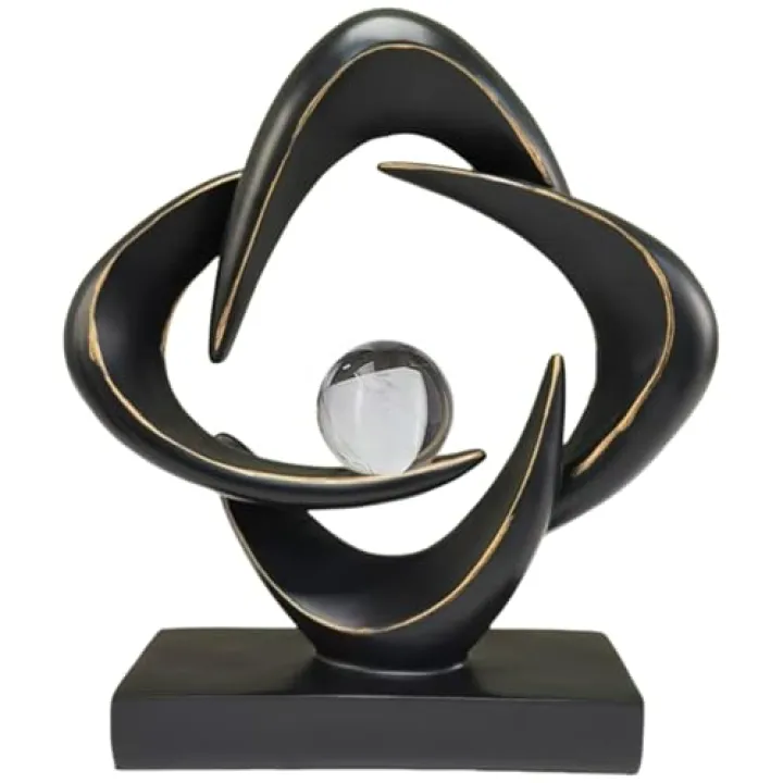 CECKQUE Modern Home Decor Abstract Decorative Sculpture Decorations for Living Room Dining Room Office, Resin Art Statues Coffee Table Bookshelf Decor Accents (Black)