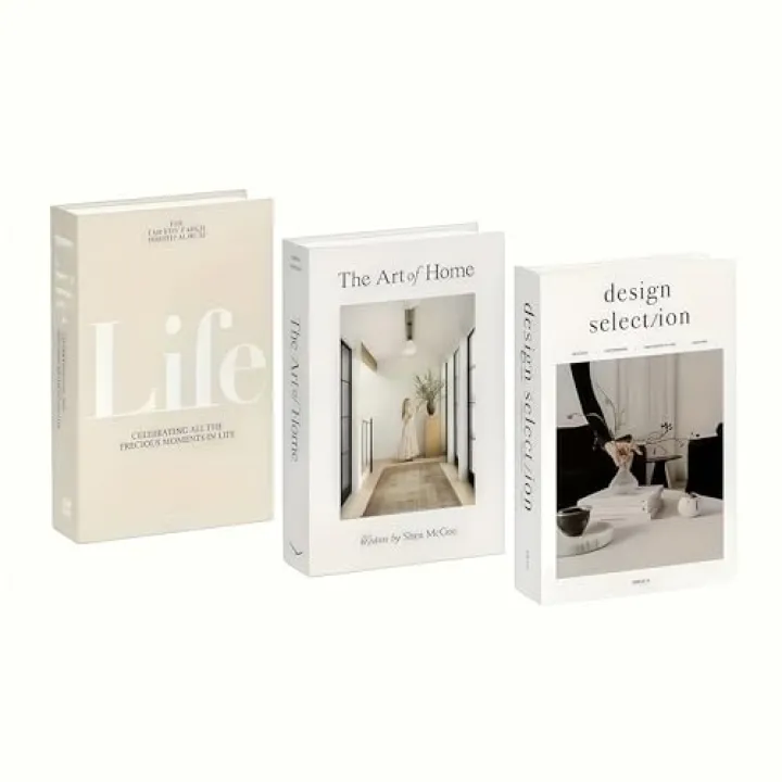 Xydedoing 3 Pieces Decorative Book Set, Modern Faux Books for Home Decor, White and Beige for Home Decor, Room Decor Entryways,Living, 10.5 x 6.7 x 1.65 inches