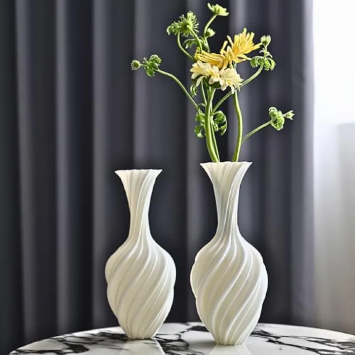 2PCS Threaded vase, Fluted Transparent, Modern, Suitable for Living Room, Dining Table, Entrance, Shelf, Wedding, Office, Coffee Table, Birthday, 5.9 inches