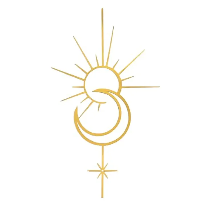 Urbraneco Boho Sun Moon Star Wall Decor Ohemian Wall Art Metal Wall Art Decor for Living Room Bathroom or Bedroom(Gold)